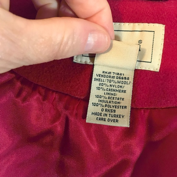 LL Bean red wool cashmere blend pea coat - Picture 14 of 16